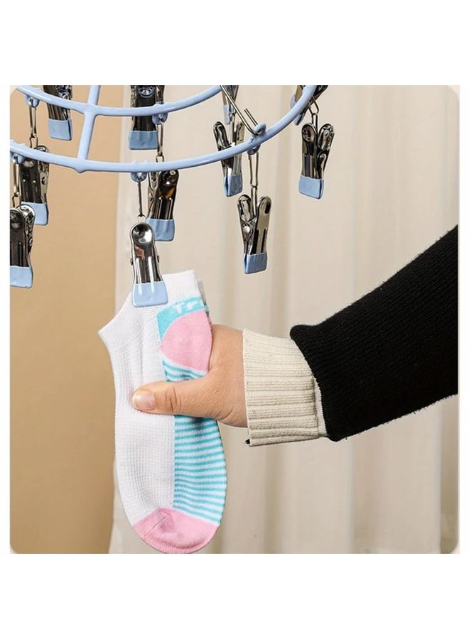 Gray Stainless Steel Sock Dryer with 24 Clothespins Windproof Drying Rack for Towels Underwear - Image 5