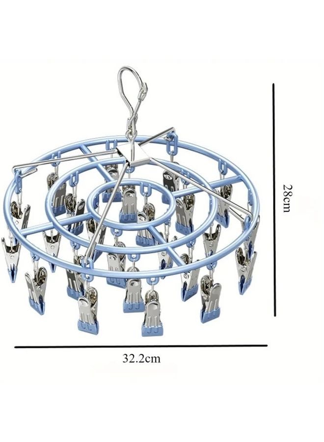 Gray Stainless Steel Sock Dryer with 24 Clothespins Windproof Drying Rack for Towels Underwear - Image 4