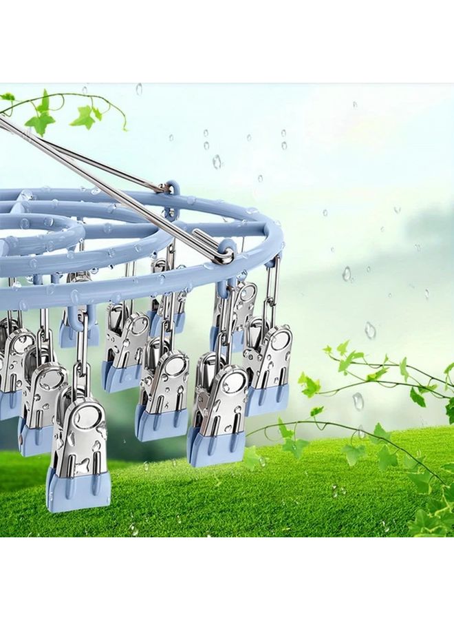 Gray Stainless Steel Sock Dryer with 24 Clothespins Windproof Drying Rack for Towels Underwear - Image 3