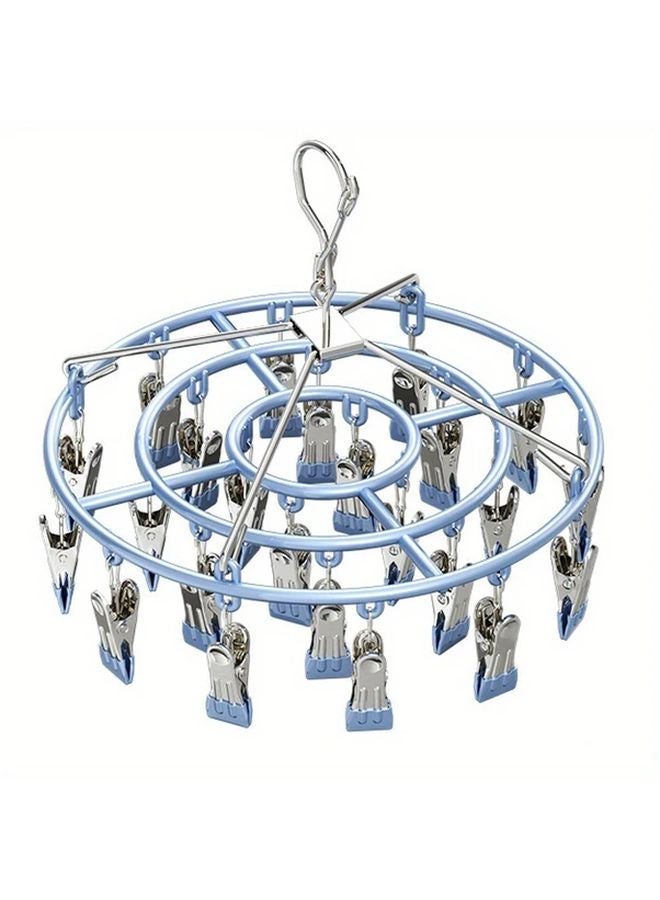 Gray Stainless Steel Sock Dryer with 24 Clothespins Windproof Drying Rack for Towels Underwear - Image 2