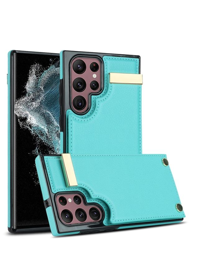 Case Cover For Samsung Galaxy S22 Ultra 5G Metal Buckle Card Slots Phone Case Green