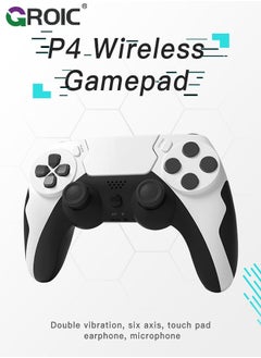 جرويك وحدة تحكم لاسلكية لجهاز PS4، تصميم مخصص باللون الأبيض، بطارية 600 مللي أمبير ومقبس صوت 3.5 ملم، عصا V2 متوافقة مع PS4/Slim/Pro وأجهزة الكمبيوتر التي تعمل بنظام Windows  - Image 2