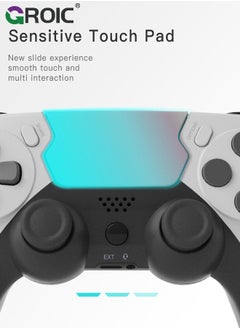جرويك وحدة تحكم لاسلكية لجهاز PS4، تصميم مخصص باللون الأبيض، بطارية 600 مللي أمبير ومقبس صوت 3.5 ملم، عصا V2 متوافقة مع PS4/Slim/Pro وأجهزة الكمبيوتر التي تعمل بنظام Windows  - Image 5