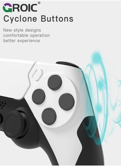 جرويك وحدة تحكم لاسلكية لجهاز PS4، تصميم مخصص باللون الأبيض، بطارية 600 مللي أمبير ومقبس صوت 3.5 ملم، عصا V2 متوافقة مع PS4/Slim/Pro وأجهزة الكمبيوتر التي تعمل بنظام Windows  - Image 4