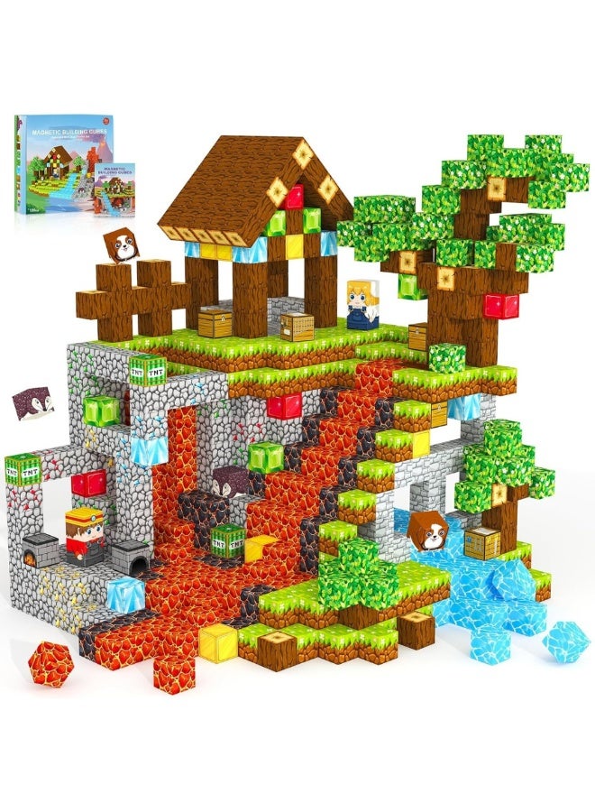 100PCS Magnetic Blocks,Magnet Building Toys,0.8IN Magnet Cubes Tiles Building Blocks,Sensory STEM Toys for 3+ Boys or Girls - Image 1