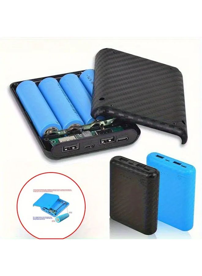 Blue 2pcs Portable Power Bank with 4 18650 Battery Compartments Fast USB Charging for Outdoor - Image 2