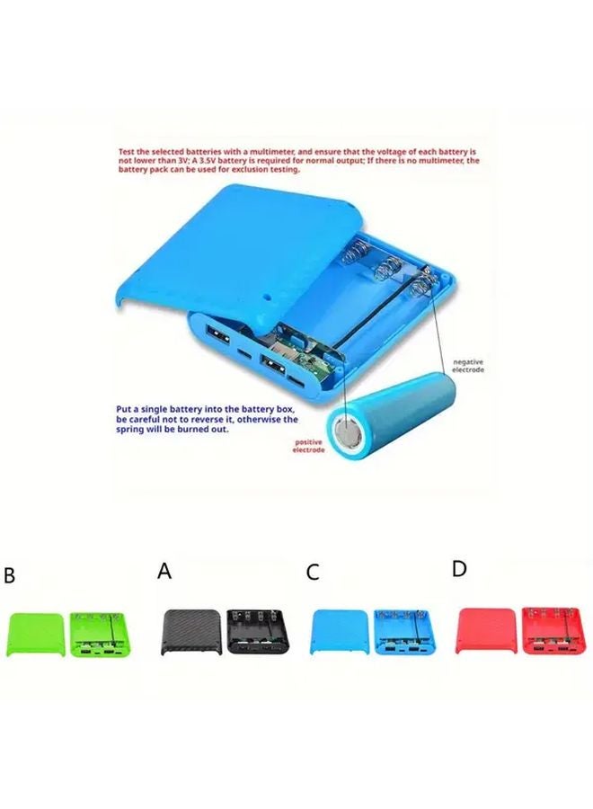 Blue 2pcs Portable Power Bank with 4 18650 Battery Compartments Fast USB Charging for Outdoor - Image 3