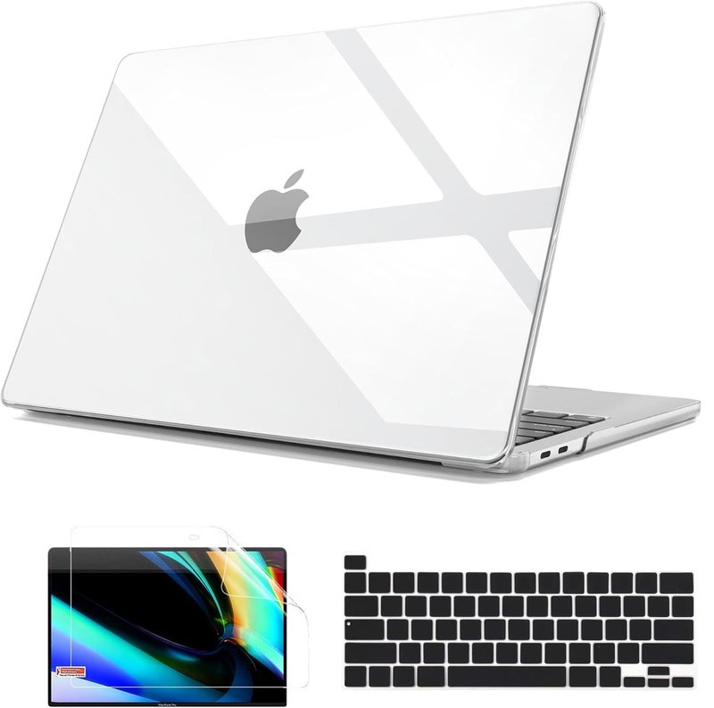 Saco حافظة ساكو ماك بوك برو 16 بوصة (موديل A2141، 2019 2020) | غلاف صلب شفاف مع شريط اللمس وTouch ID + واقي شاشة وغطاء لوحة مفاتيح أسود - Image 2