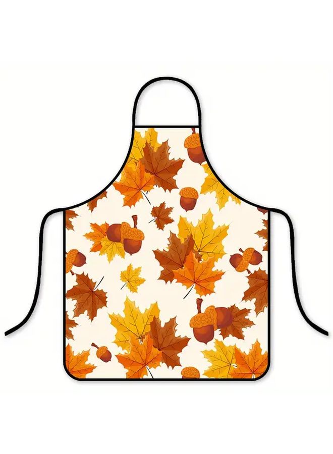 Autumn Maple Leaf Print Adjustable Apron For Kitchen Cooking Baking BBQ Waiter Chef Gift Style 2 - Image 3
