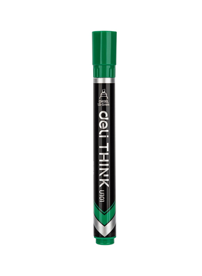 Deli Permanent Marker 1.5-5mm , Low Odor , Waterproof , Psck of 12 Green Pens - Image 3