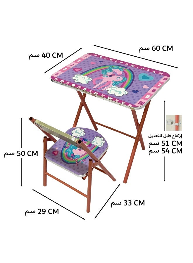 Funz Foldable Study Table and Chair Set for Kids Wood & Metal Frame Learning Desk for Boys & Girls Printed Study Desk For Kids 3-10 Years - Image 4