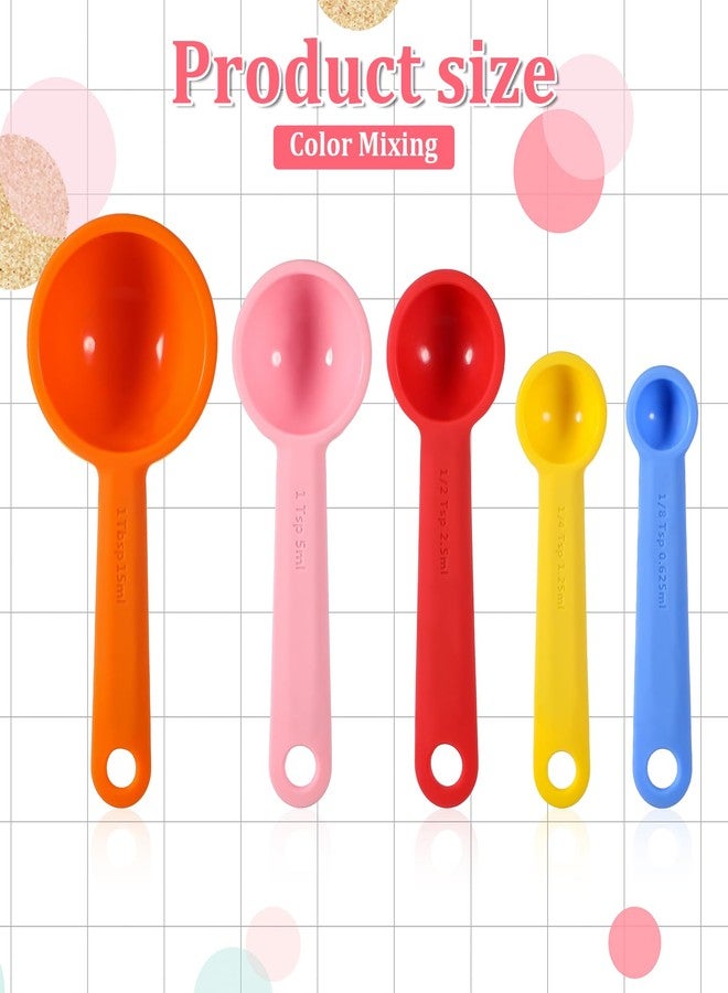 Alrhso 5 Pcs Silicone Measuring Spoons Cups Teaspoon Tablespoon with Hang Hole Stackable Colorful Kitchen Measuring Cups Spoons for Cooking Coffee Spices, 5 Sizes - Image 3