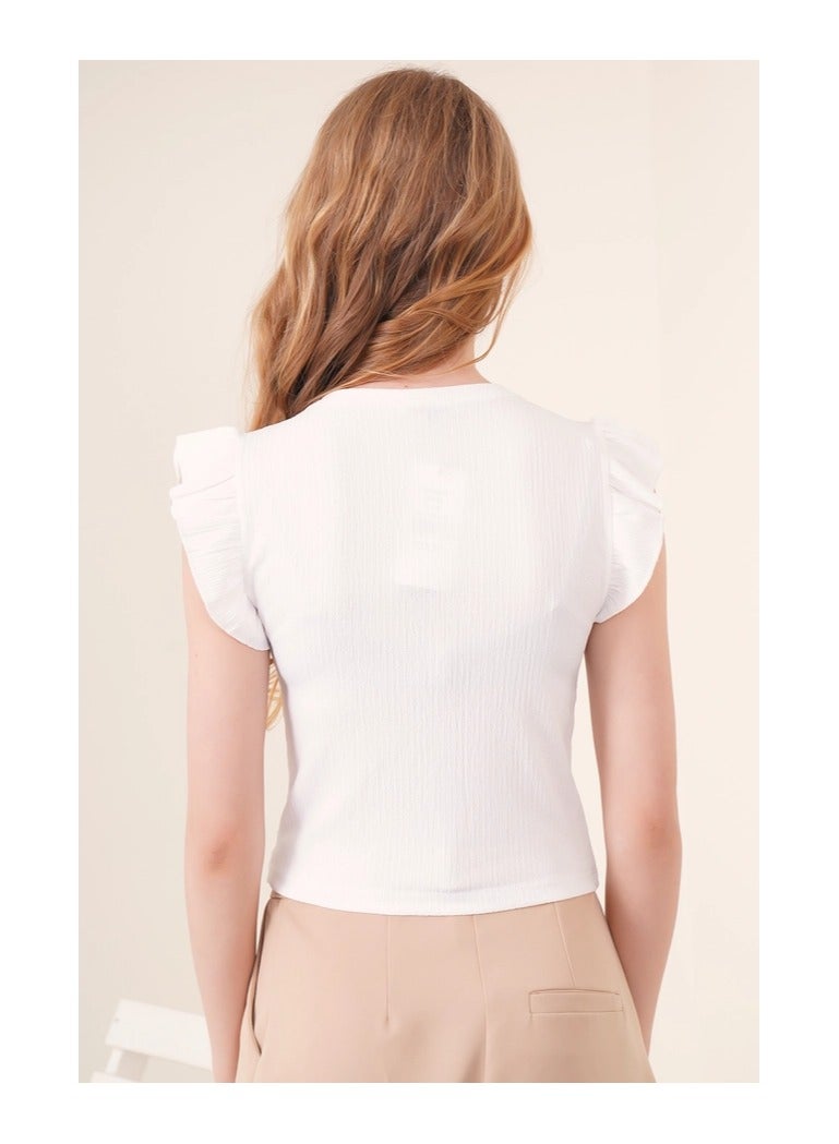 BIG DART White Blouse With Gold Chain - Image 3