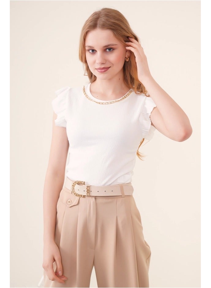 BIG DART White Blouse With Gold Chain - Image 1