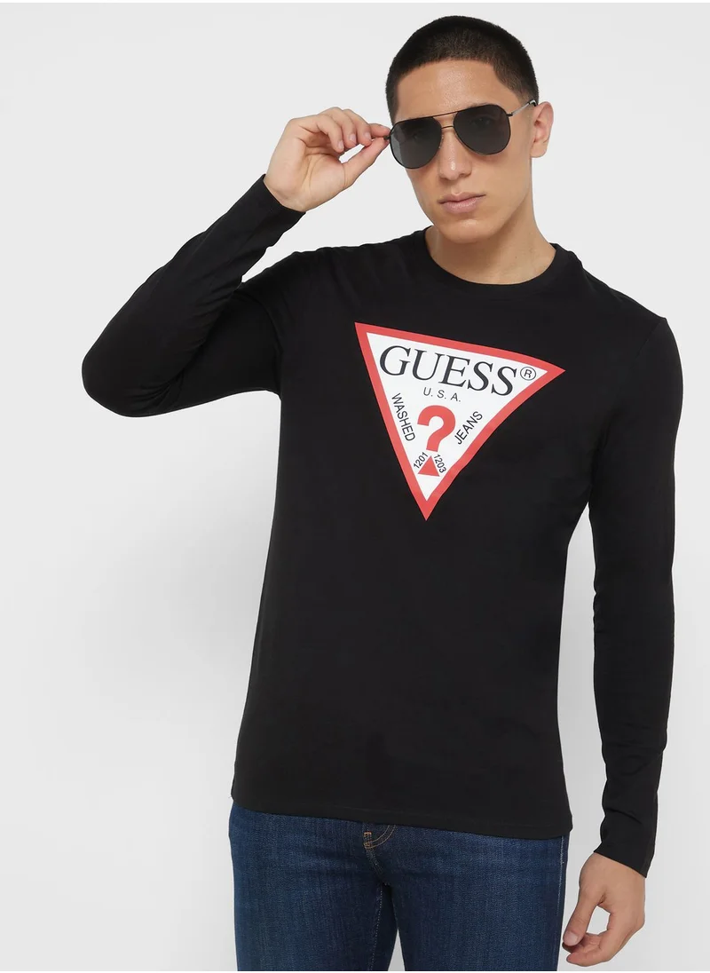 GUESS Logo Printed Crew Neck T-Shirt