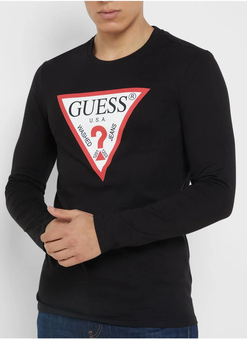 GUESS Logo Printed Crew Neck T-Shirt