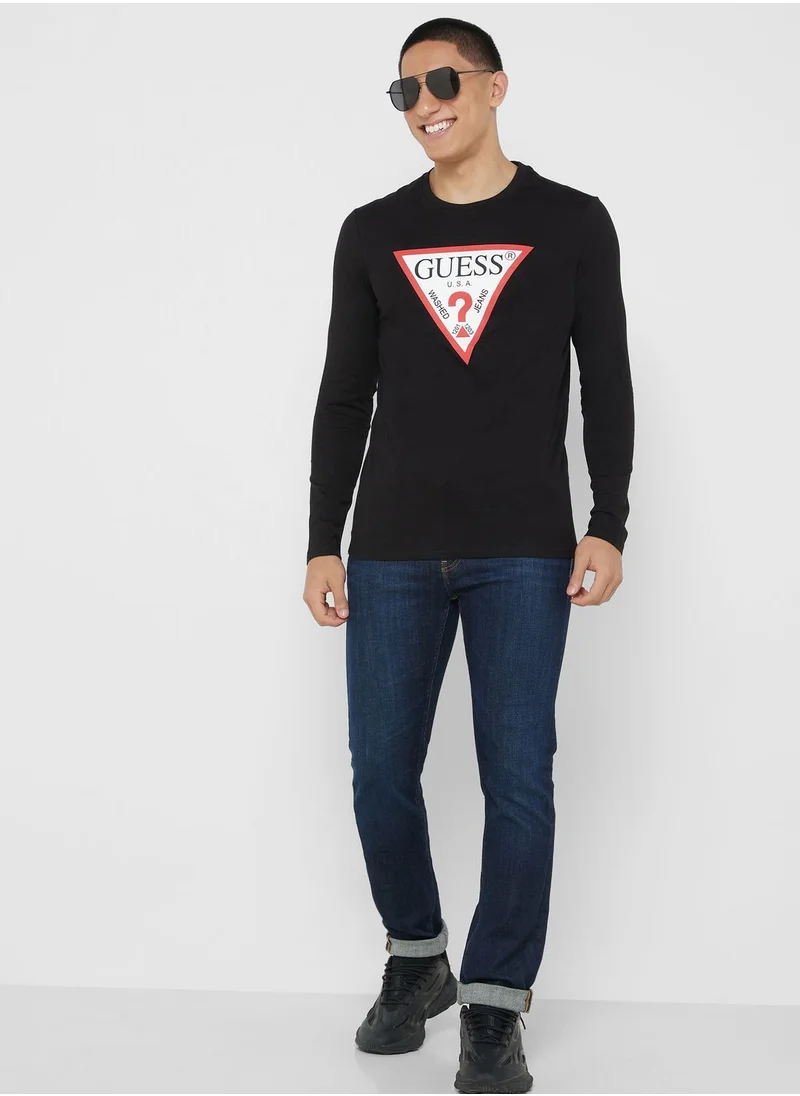 GUESS Logo Printed Crew Neck T-Shirt