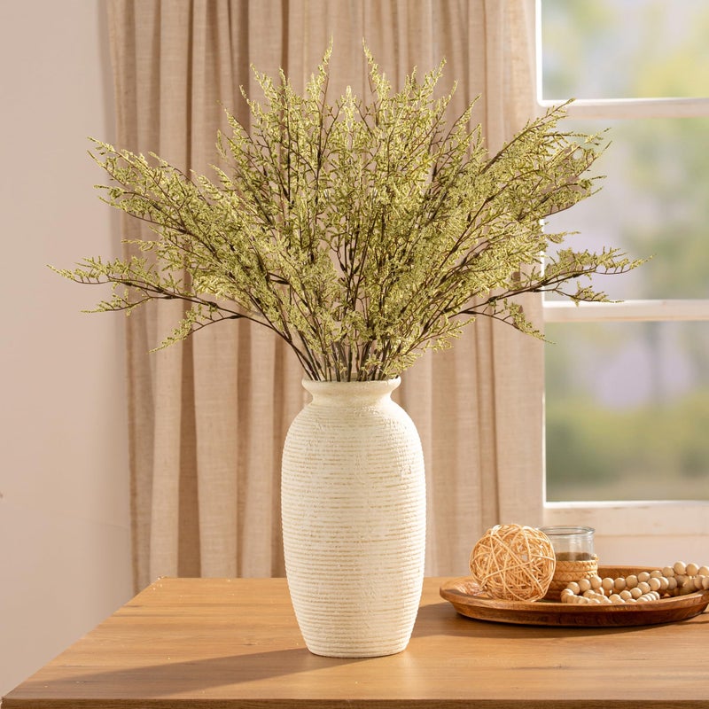 ooit Ceramic Flower Vase, 12.5" Large Rustic Farmhouse Vases Home Decor Tall Pottery Decorative Pampas Vase for Table Living Room Entryway Mantel Bookshelf Bedroom Bathroom Kitchen-White - Image 4