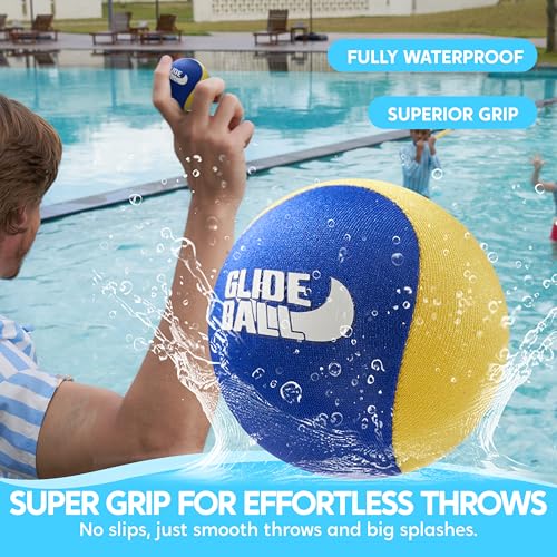 SYNCFUN 4 Pcs Skip Water BallsSplash Water Bouncing Balls with Mesh Bag Beach Toys for Kids Pool Toys for Friends and Family Fly Swimming Game Adults BoysTeens Great for All Ages Yellow Blue - Image 5