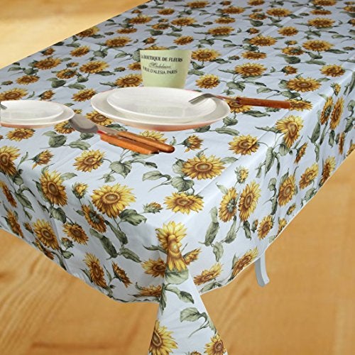 Violet Linen Classic Euro Sunflower Tablecloth with Large Sunflowers Design, 60" Round - Image 3