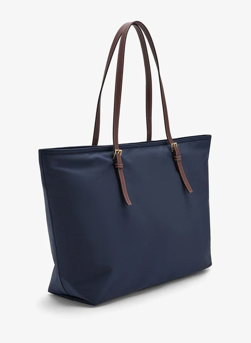 Mango 56-NAVY Shopper Bag With Buckle Details for Women | Best Price UAE