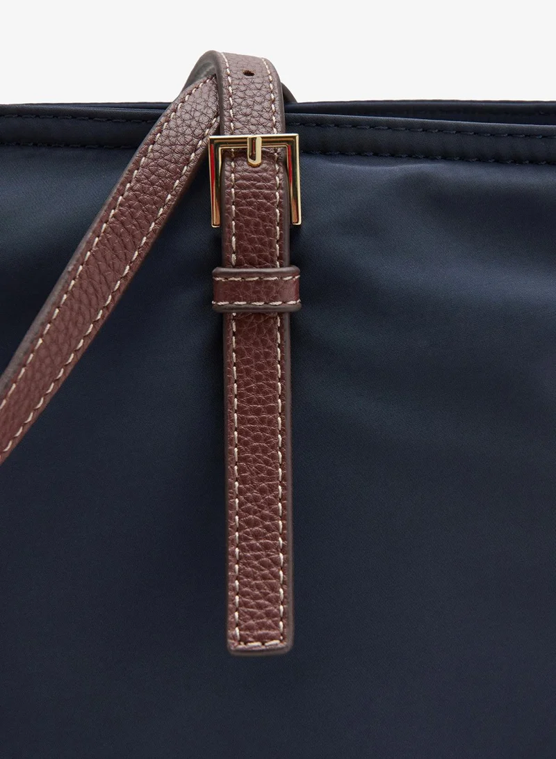 Mango 56-NAVY Shopper Bag With Buckle Details for Women | Best Price UAE
