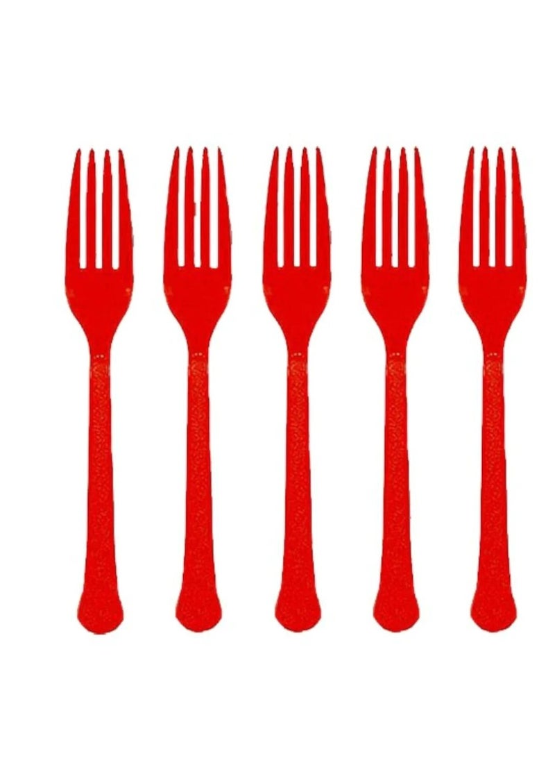 Amscan شوك بلاستيكية متينة قابلة لإعادة الاستخدام، لون أحمر تفاحي - 20 قطعة - Image 2