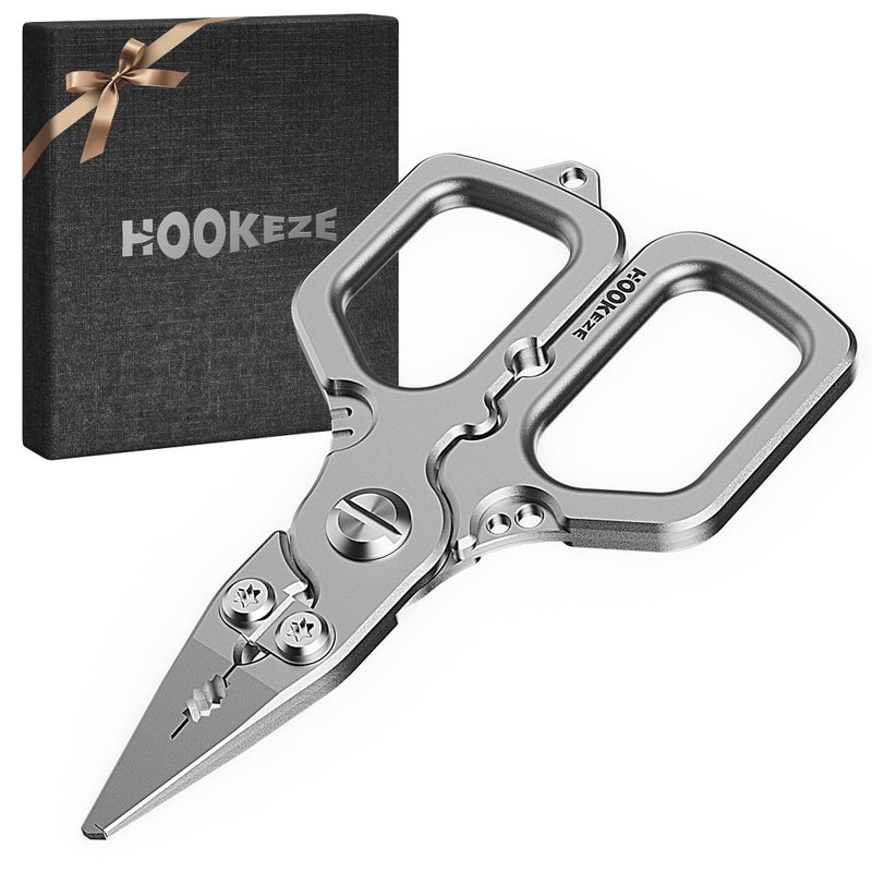 HOOK-EZE Titanium Fishing Pliers, 4.1" Saltwater Resistant Fishing Scissors,Tungsten Cutters, Knot Tying Tool with Lanyard, Split Ring Hook Remover, Gifts for Men - Image 1
