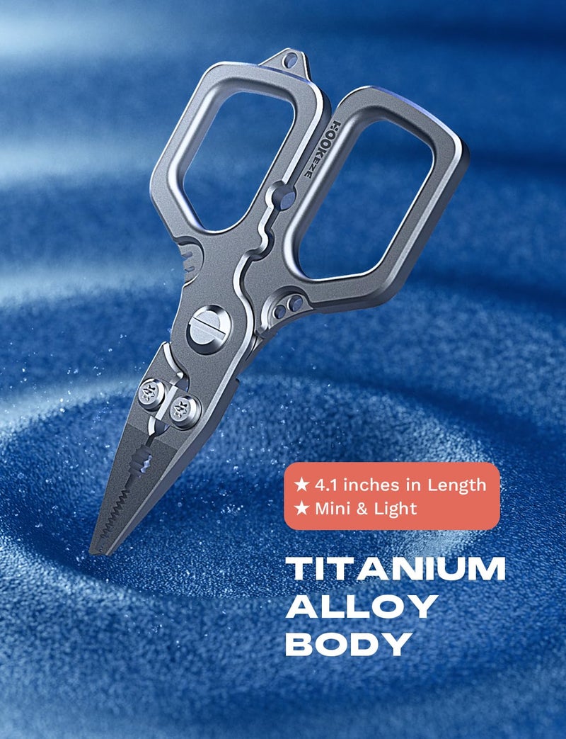 HOOK-EZE Titanium Fishing Pliers, 4.1" Saltwater Resistant Fishing Scissors,Tungsten Cutters, Knot Tying Tool with Lanyard, Split Ring Hook Remover, Gifts for Men - Image 3