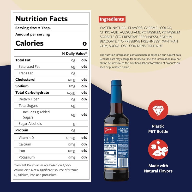 Torani Sugar Free Irish Cream Syrup with Pump - Image 2