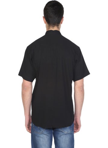 Eliş Şile Bezi Eliş Şile Cloth Large Size Short Sleeve Şile Cloth Large Collar Men's Shirt Black  - Image 2