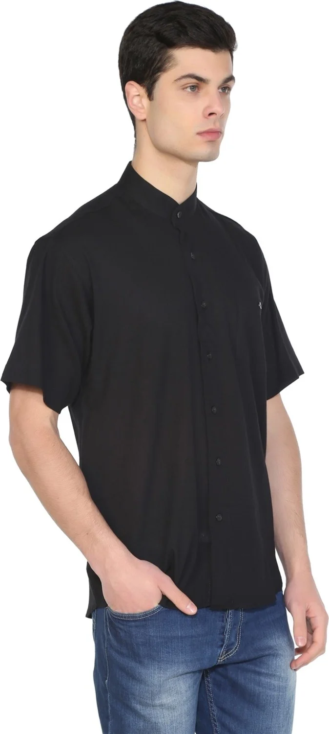 اليش شيل بيزي Eliş Şile Cloth Large Size Short Sleeve Şile Cloth Large Collar Men's Shirt Black