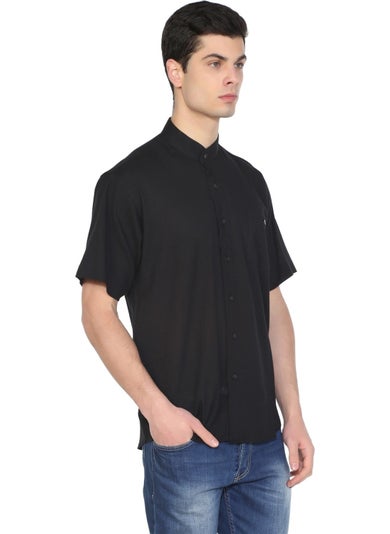 Eliş Şile Bezi Eliş Şile Cloth Large Size Short Sleeve Şile Cloth Large Collar Men's Shirt Black  - Image 4