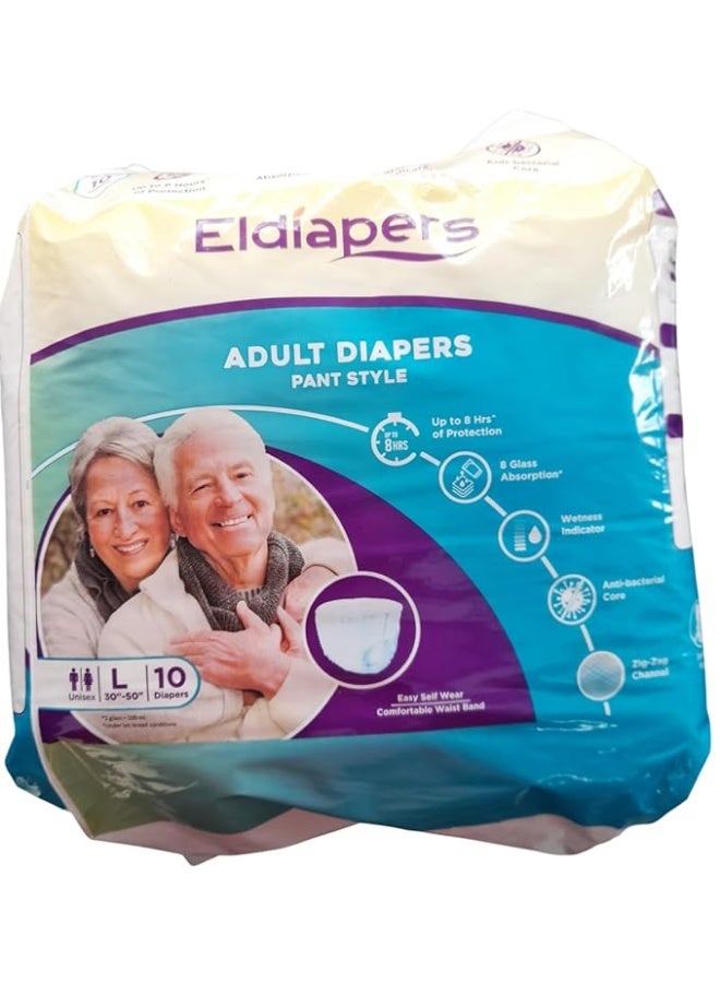 الحفاضات حفاضات إلديابرز للكبار بتصميم بنطال | مقاس الخصر (96-137 سم) (38-54 بوصة) | امتصاص يدوم 10 ساعات | للجنسين | تحكم في الرائحة (كبير) (كبير جدًا) - Image 1