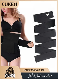 Cuken 3M Waist Trainer for Women Lower Belly Fat, Slimming Tummy Wrap Belt Adjustable Comfortable Back Braces for Lower Back Pain Relief Abdominal Body Slimming Belt For Flat Tummy Belly Slimming Belt Sweat Band, Non-Slip  - Image 1