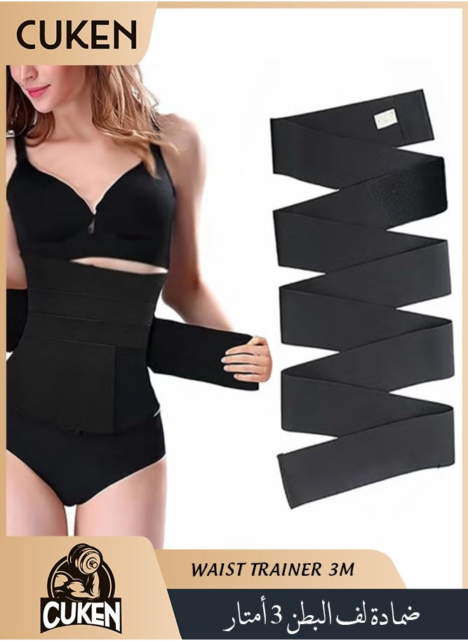 Cuken 3M Waist Trainer for Women Lower Belly Fat, Slimming Tummy Wrap Belt Adjustable Comfortable Back Braces for Lower Back Pain Relief Abdominal Body Slimming Belt For Flat Tummy Belly Slimming Belt Sweat Band, Non-Slip  - Image 1
