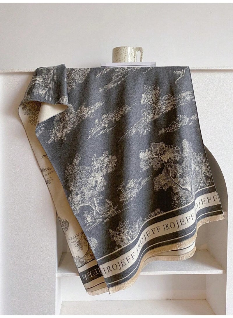 Shein 1pc Women Plant Print Jacquard Warm Scarf Shawl, Suitable For Daily Matching, Autumn/Winter Accessories Women - Image 3