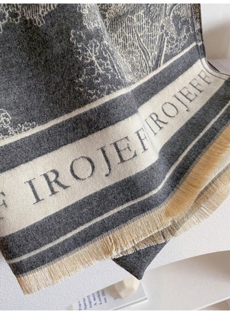 Shein 1pc Women Plant Print Jacquard Warm Scarf Shawl, Suitable For Daily Matching, Autumn/Winter Accessories Women - Image 2