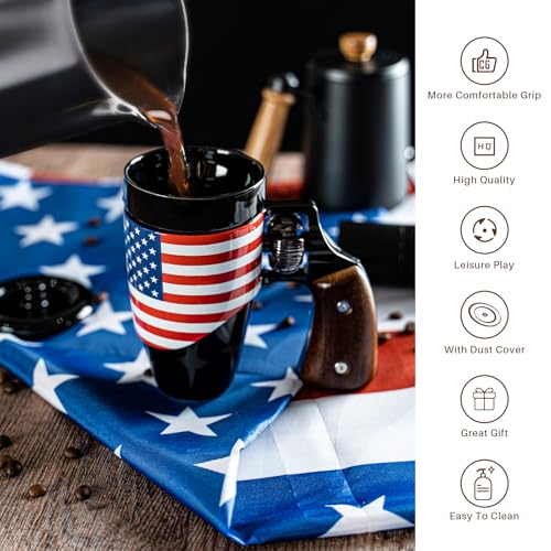 VIREESR Novelty Coffee Mugs for Men, Ceramic Funny Gun Cup, Revolver Mugs, Birthday Gifts for Father, Black Cool Unique Coffee Mug for Men, Fathers Day Dad Gifts(16 oz Black Flag) - Image 5