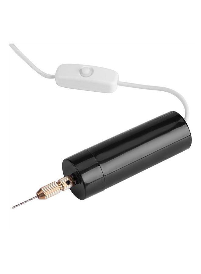 مثقاب كهربائي صغير محمول مع 3 قطع لقم أدوات الحرف التي يمكنك صنعها بنفسك أسود/ أبيض 15 x 5.5 x 5.5سم