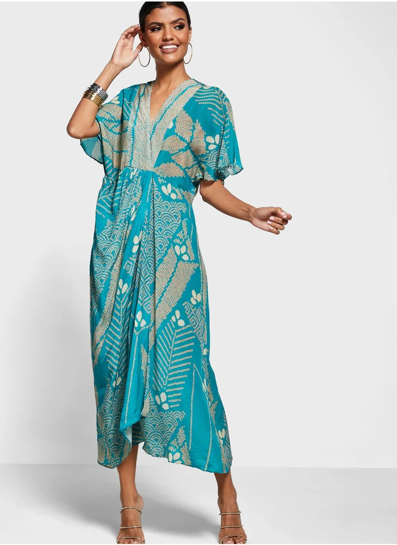 RITU KUMAR Pleated Printed Dress