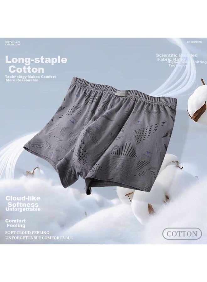 Septwolves 7a Antibacterial Men's Underwear Men's Pure Cotton 100% Cotton Flat Angle Pants Mid-waist Printed Cotton Shorts Head Four Angle Pants - Image 5