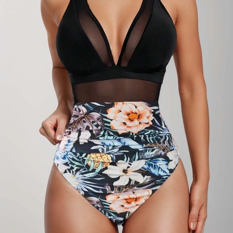2026Bikini and Foreign Trade New Solid Color Mesh Backless Sexy Bikini One-Piece Swimsuit Swimwear - Image 2