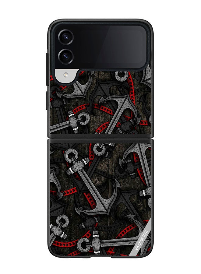 VR CREATIVE Protective Case Cover For Samsung Galaxy Z Flip4 Anchor Leggings Design Multicolour - Image 1
