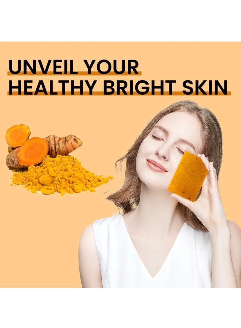 NIKITA.VIVI صابون كركم 100 جرام للوجه والجسم - صابون مقشر للوجه بالكركم وحمض كوجيك - صابون يدوي للوجه بحمض كوجيك مع الريتينول والكولاجين للبقع الداكنة - تنظيف عميق وتقشير المسام - Image 5