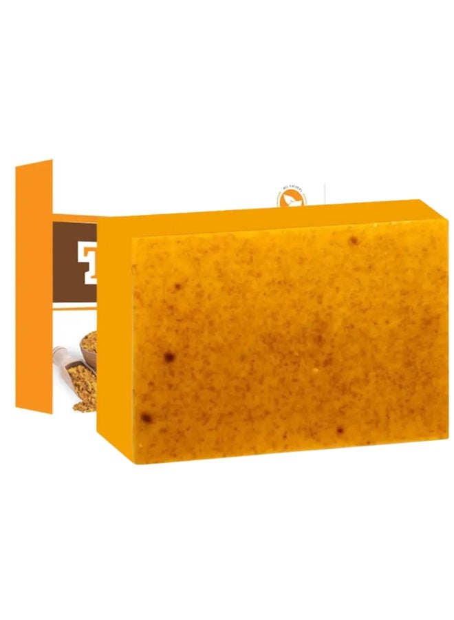 NIKITA.VIVI صابون كركم 100 جرام للوجه والجسم - صابون مقشر للوجه بالكركم وحمض كوجيك - صابون يدوي للوجه بحمض كوجيك مع الريتينول والكولاجين للبقع الداكنة - تنظيف عميق وتقشير المسام - Image 1