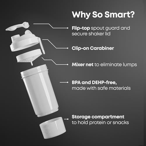 Smartshake O2GO ONE Plastic Protein Shaker Bottle 800 ml | 27 oz - Leakproof Screw-on Lid - BPA Free – Unisex - Mist Gray - Image 2