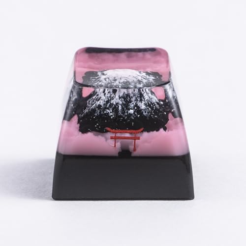 REDQIN ULTRAEQUIP Artisan Keycap, Mount Fuji Sakura Mountain Custom Keycaps Esc Epoxy Resin Handmade Keycaps 1U Replace Key fit MX Switch for Mechanical Keyboard (Famous Landscape Series - Fuji) - Image 1