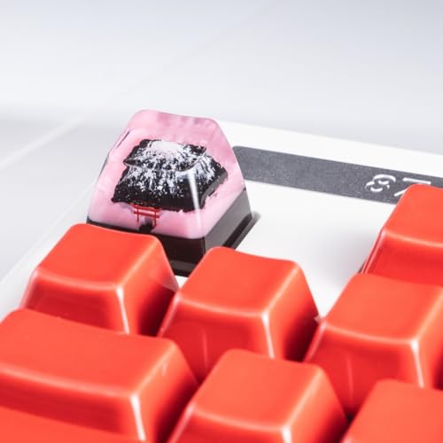 REDQIN ULTRAEQUIP Artisan Keycap, Mount Fuji Sakura Mountain Custom Keycaps Esc Epoxy Resin Handmade Keycaps 1U Replace Key fit MX Switch for Mechanical Keyboard (Famous Landscape Series - Fuji) - Image 4