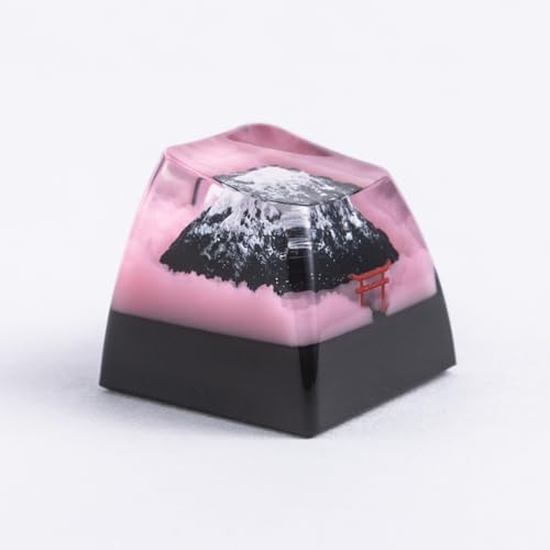 REDQIN ULTRAEQUIP Artisan Keycap, Mount Fuji Sakura Mountain Custom Keycaps Esc Epoxy Resin Handmade Keycaps 1U Replace Key fit MX Switch for Mechanical Keyboard (Famous Landscape Series - Fuji) - Image 3